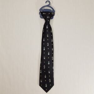 Chaps Kids Holiday/Christmas Navy Blue Tie W/Keene Penguin & Stars Easy-Clip New